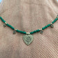 necklace "Balanced Heart" Fine Silver Ohm Heart, Hill Tribe Silver Heart, Malachite necklace, Heart chakra, Gift Idea, Self Love, Reiki