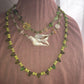 necklace "Peace" Dove pendant, Statement Piece, Spring Line, Gift idea, Birds, Earth Day, Peridot, shell heishi, leaves, Gender Neutral
