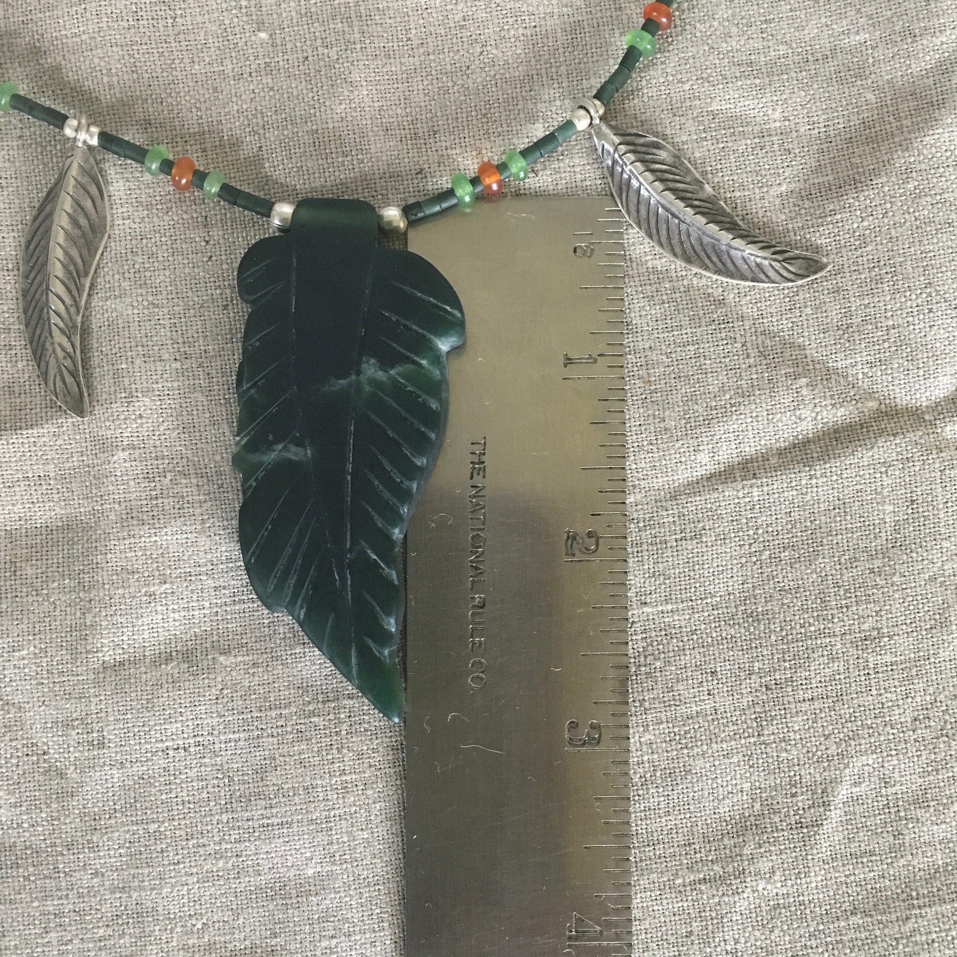 necklace "Grows on Trees" Jade Leaf pendant, Fine Silver leaves, Jade necklace, Carnelian, Gender Neutral, Gift idea, Reiki charged