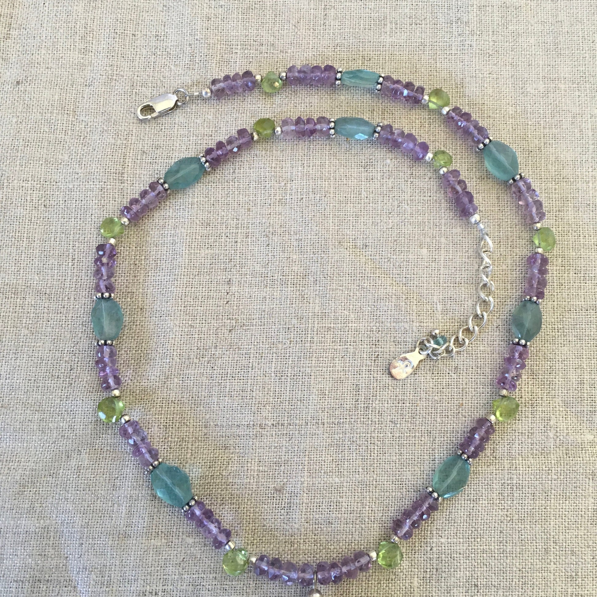 apatite necklace "Peacock Jewels" Apatite pendant, Amethyst, Peridot, Peacock inspired, Reiki charged, Gift idea, Stacking necklace, Chakra