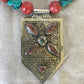 necklace "Four Directions" Antique Coral & Turquoise pendant, Statement Necklace, Vintage Coral, Turquoise, Reiki charged, Gift idea
