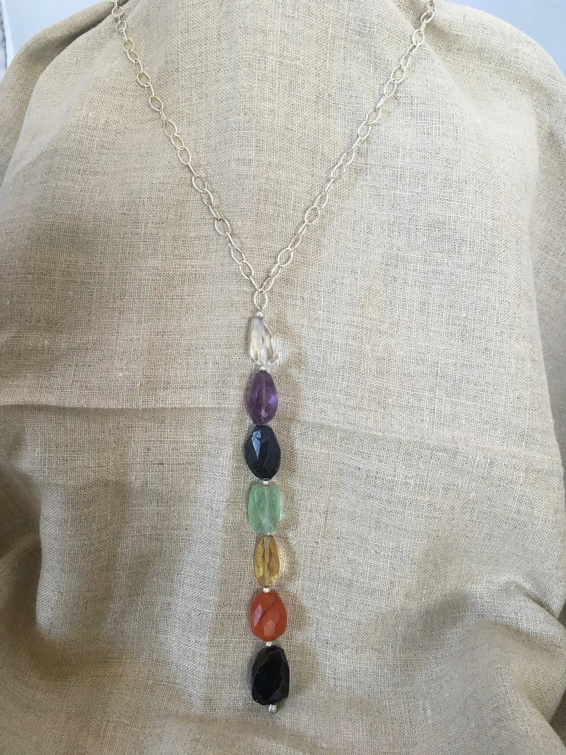 Necklace "Pride" Rainbow pendant, LGBTQ+, chakra jewelry, Reiki charged, statement piece, Gender Neutral, Gift Idea, Semi Precious stones