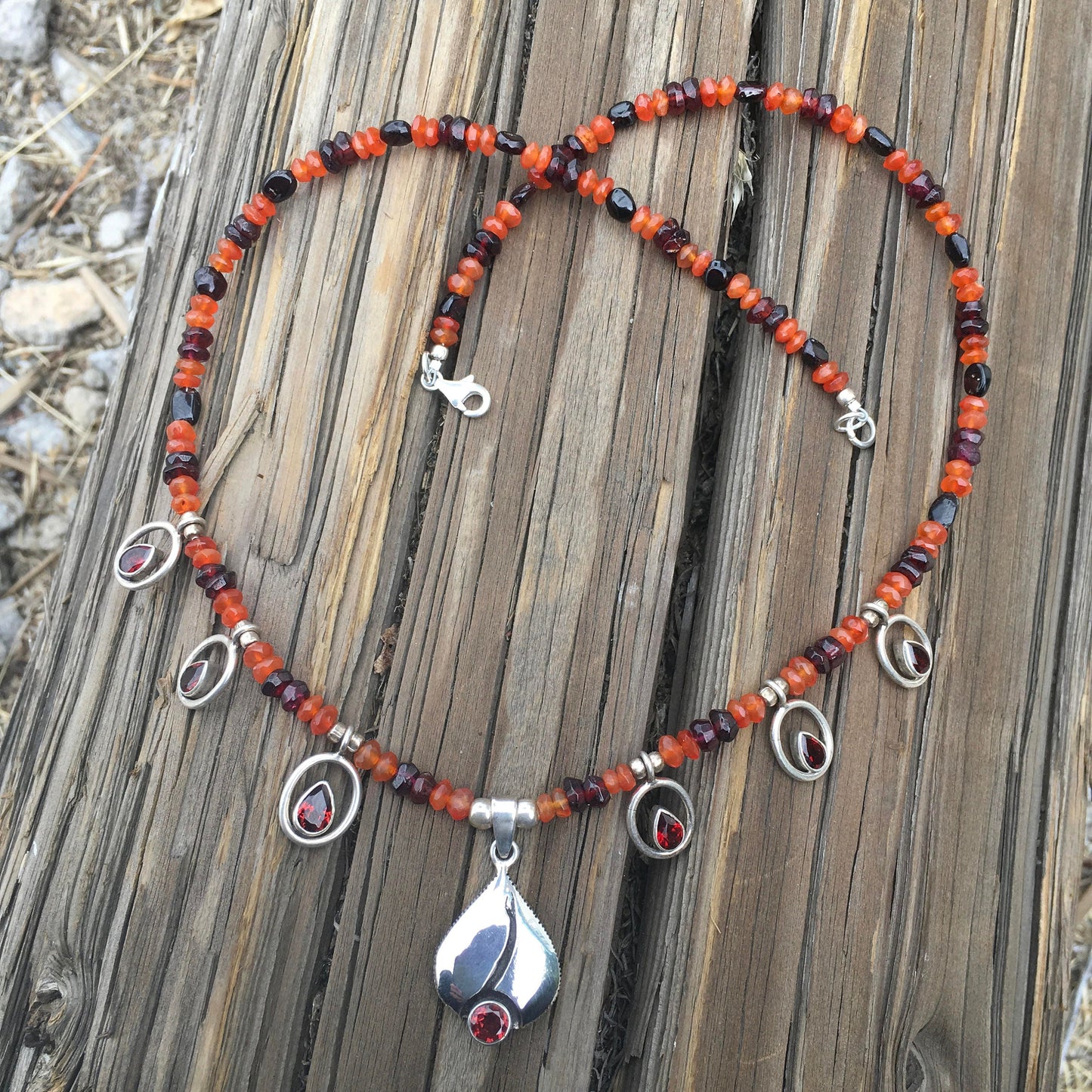 garnet necklace "Sacred Flame" Garnet pendants, Carnelian, Chakra jewelry, Sacral and Root Chakras, Reiki charged, Gift idea, Fire necklace