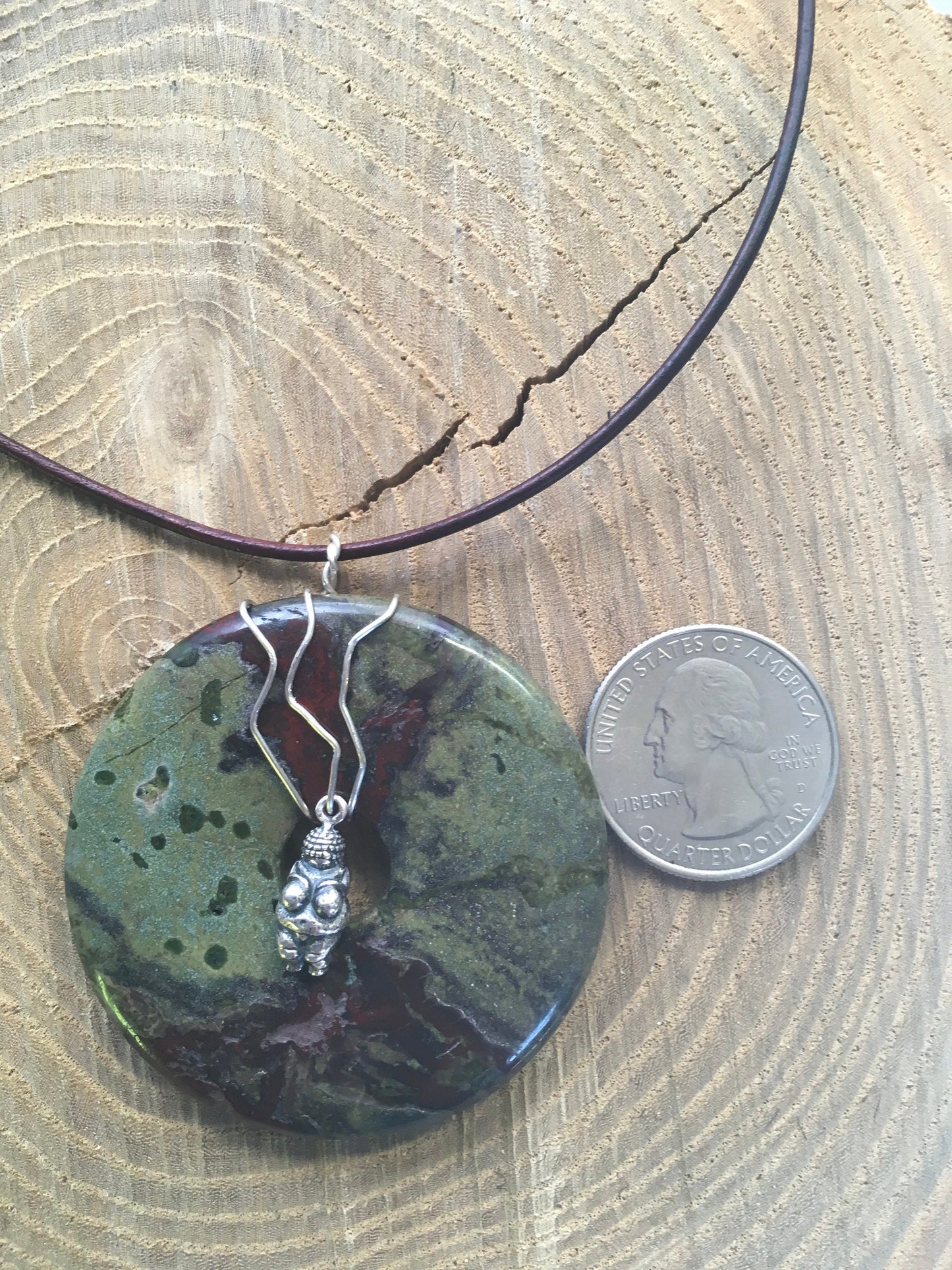 pendant "Gaia" Dragon Blood Jasper, Venus of Willendorf charm, Sterling, Divine Feminine, Gift Idea, Mother Earth, Reiki charged, Goddess