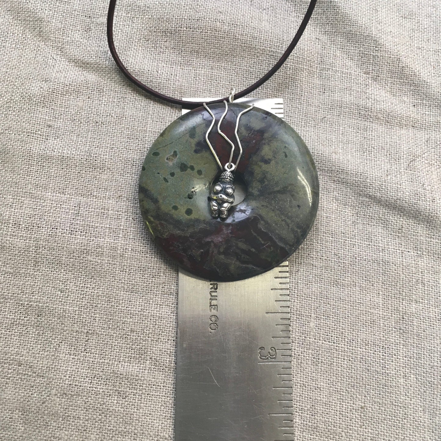 pendant "Gaia" Dragon Blood Jasper, Venus of Willendorf charm, Sterling, Divine Feminine, Gift Idea, Mother Earth, Reiki charged, Goddess