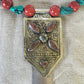 necklace "Four Directions" Antique Coral & Turquoise pendant, Statement Necklace, Vintage Coral, Turquoise, Reiki charged, Gift idea