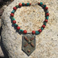necklace "Four Directions" Antique Coral & Turquoise pendant, Statement Necklace, Vintage Coral, Turquoise, Reiki charged, Gift idea