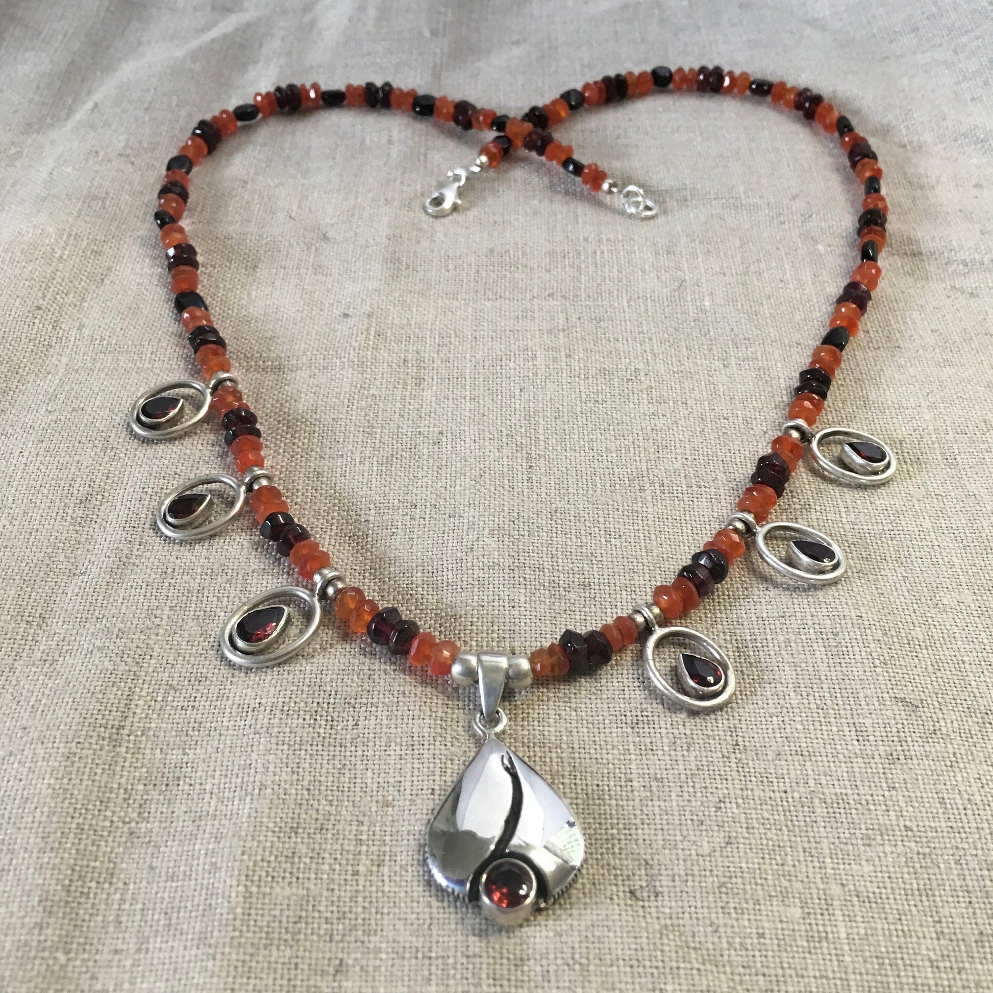 garnet necklace "Sacred Flame" Garnet pendants, Carnelian, Chakra jewelry, Sacral and Root Chakras, Reiki charged, Gift idea, Fire necklace