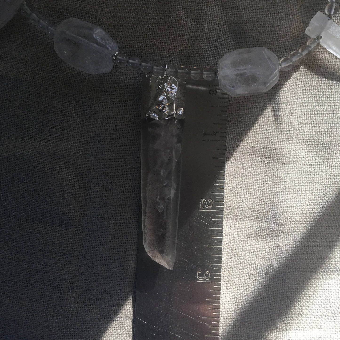 necklace "Lightning Rod" Lemurian Seed Crystal pendant, Crystal points, Quartz beads, Statement Piece, Gift idea, Gender Neutral, Reiki vibe