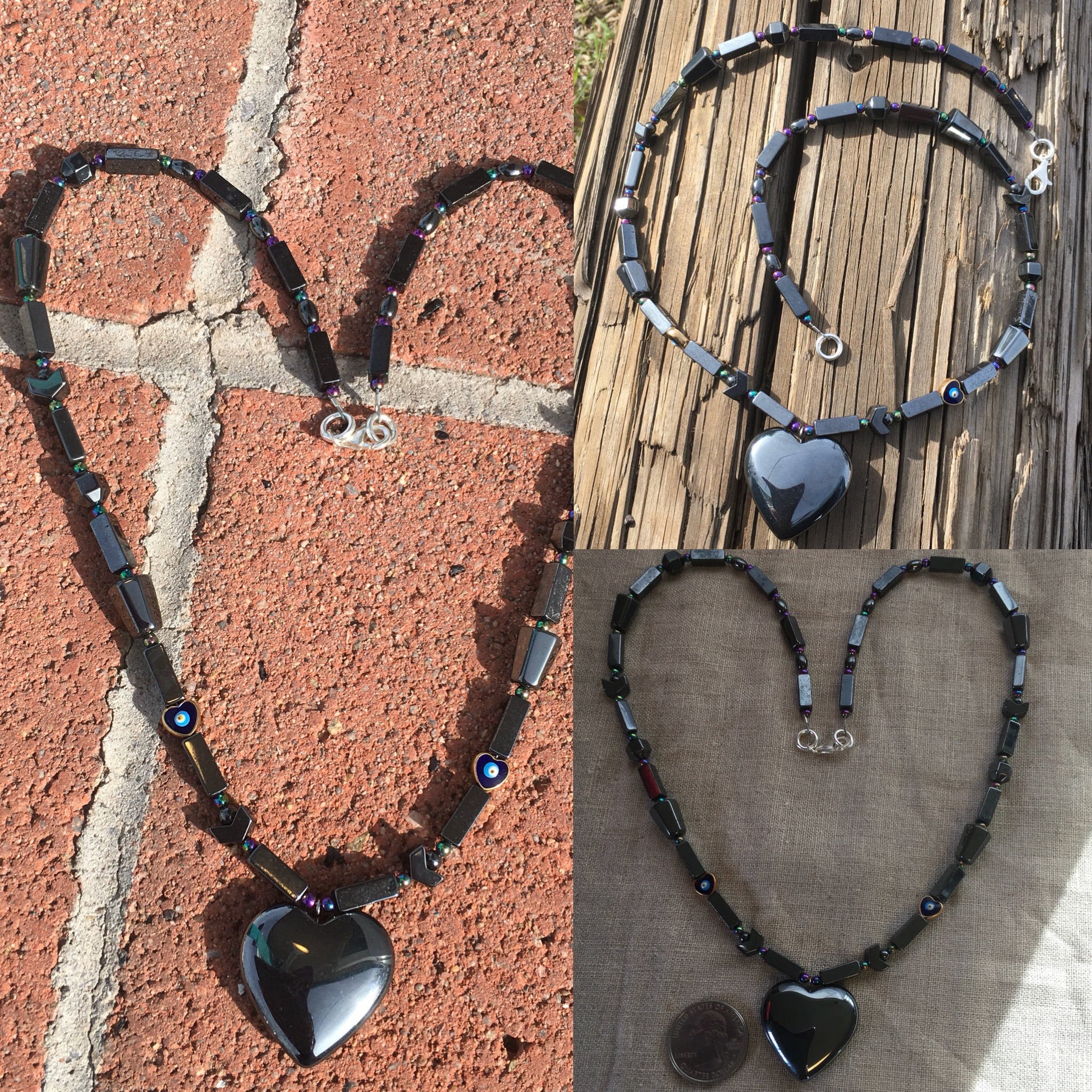 necklace "Grounded in Love" Hematite Heart pendant, Hematite necklace, Self Love jewelry, gift idea, Heart jewelry, Reiki charged, valentine