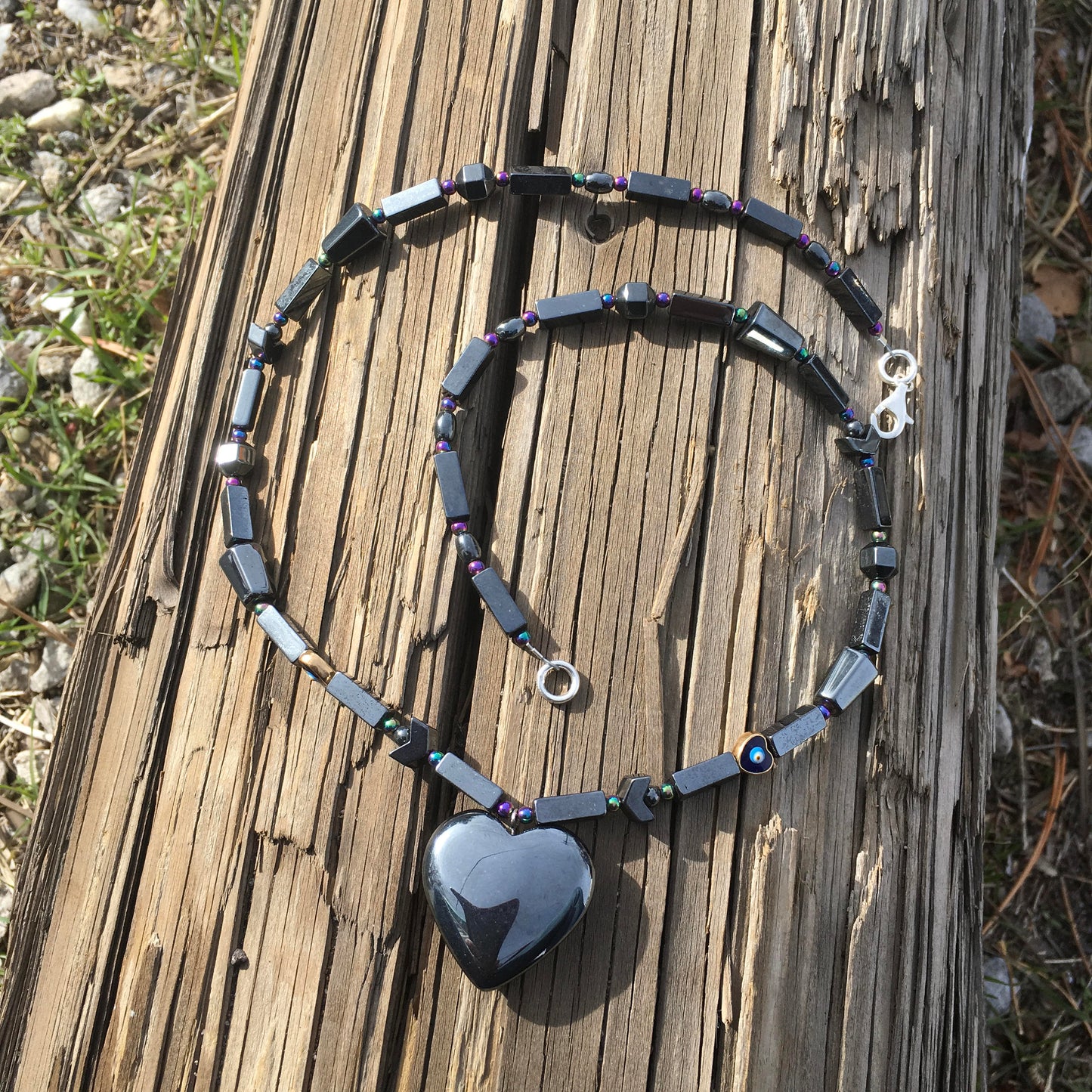 necklace "Grounded in Love" Hematite Heart pendant, Hematite necklace, Self Love jewelry, gift idea, Heart jewelry, Reiki charged, valentine