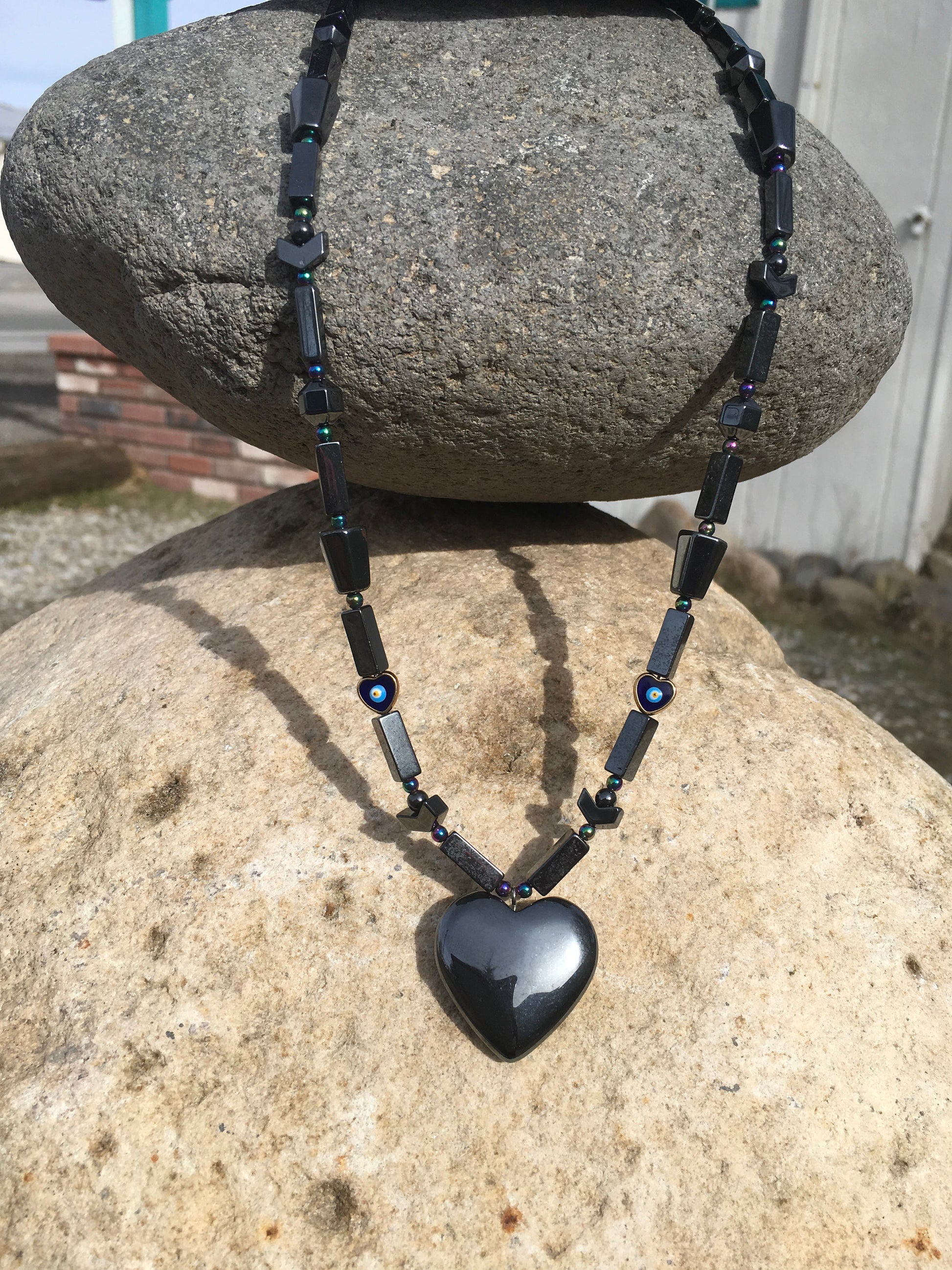 necklace "Grounded in Love" Hematite Heart pendant, Hematite necklace, Self Love jewelry, gift idea, Heart jewelry, Reiki charged, valentine