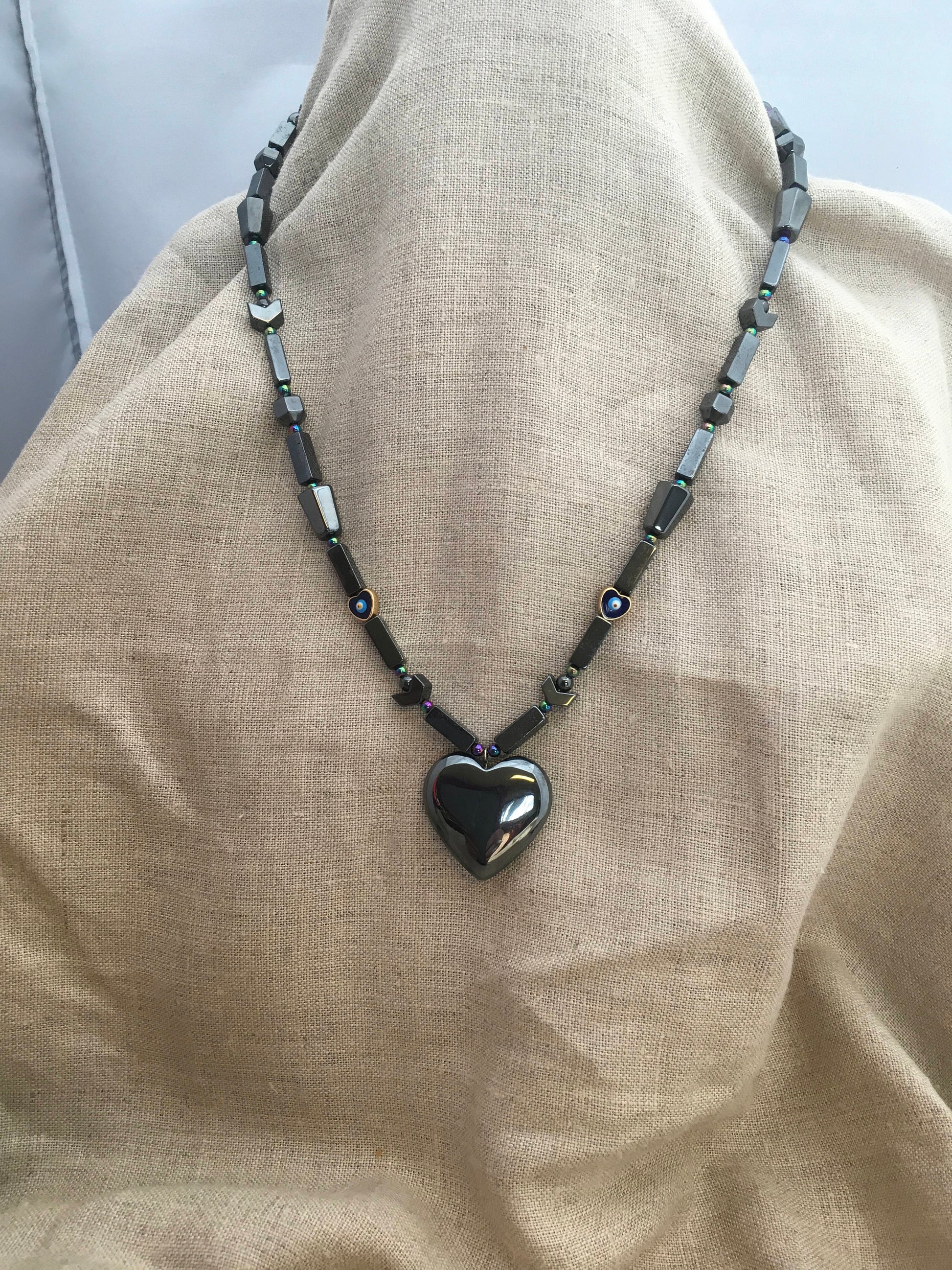 necklace "Grounded in Love" Hematite Heart pendant, Hematite necklace, Self Love jewelry, gift idea, Heart jewelry, Reiki charged, valentine