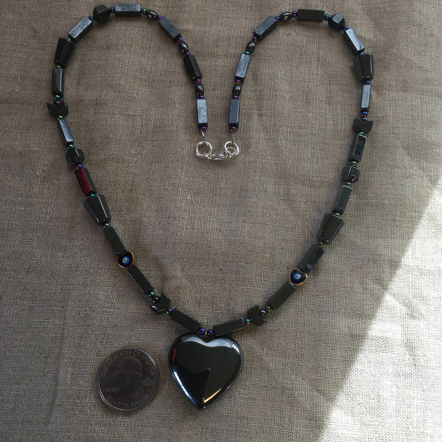 necklace "Grounded in Love" Hematite Heart pendant, Hematite necklace, Self Love jewelry, gift idea, Heart jewelry, Reiki charged, valentine