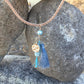 viking knit necklace "Ancient Mariner" Bronze handmade chain, Bronze Dolphin charm, Aquamarine, Tassel, Mermaid jewelry, Reiki charged Ocean