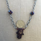 necklace "Royal Hand" Ceramic Hamsa, Hand of Fatima, Hand of God, millefiori beads, Bohemian necklace,  upcycled chain, Reiki charged
