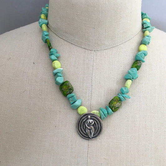 necklace "Earth Momma" Sterling Goddess pendant, Turquoise, Goddess jewelry, Reiki charged, Gift for Her, Mother's Day, Earth Day, Gaia