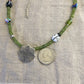 necklace "Fern Gully" Fine silver Fern pendant, Peridot, Lady Bugs, Vintage Millefiori, Fine Silver beads, May Day, Bridal jewelry