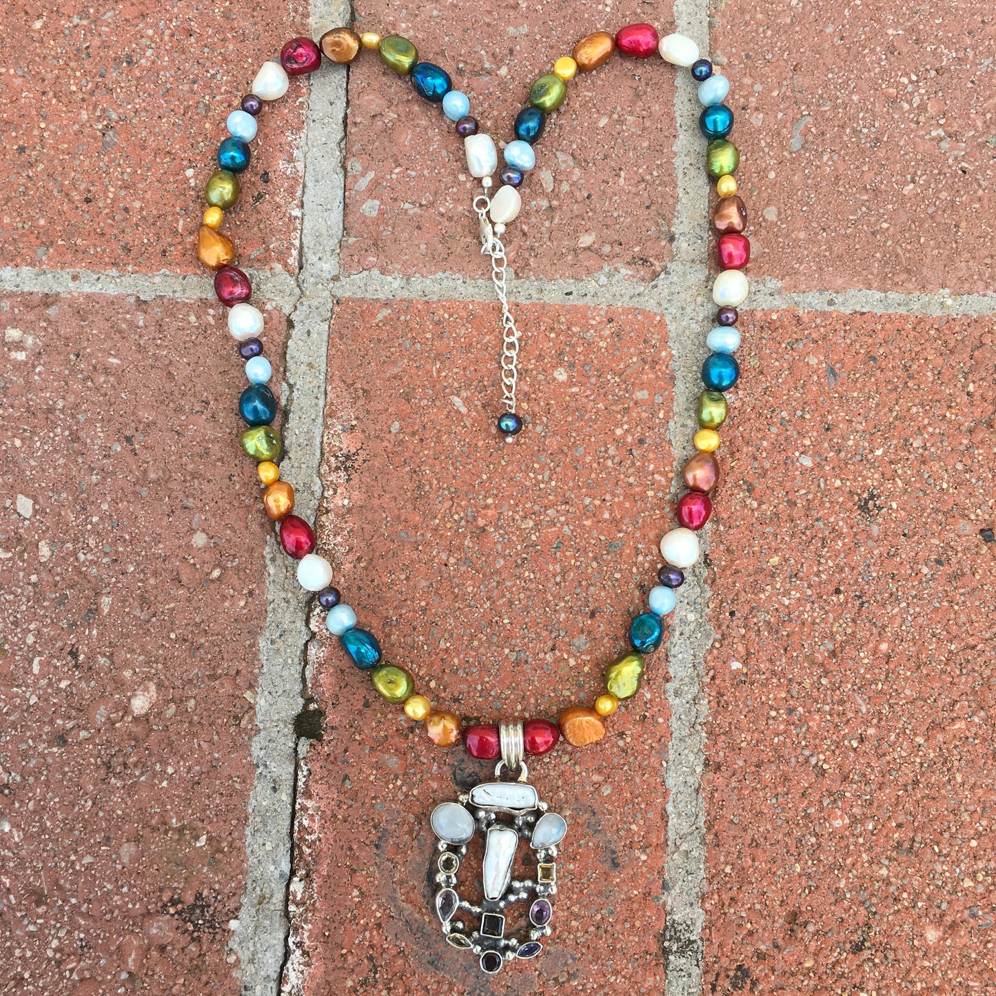 necklace "Healing Colors" Multi Stone Pendant, Pride, LGBTQ+, Rainbow dyed Pearls, Reiki charged, Rainbow jewelry, Gender Neutral, Gift Idea