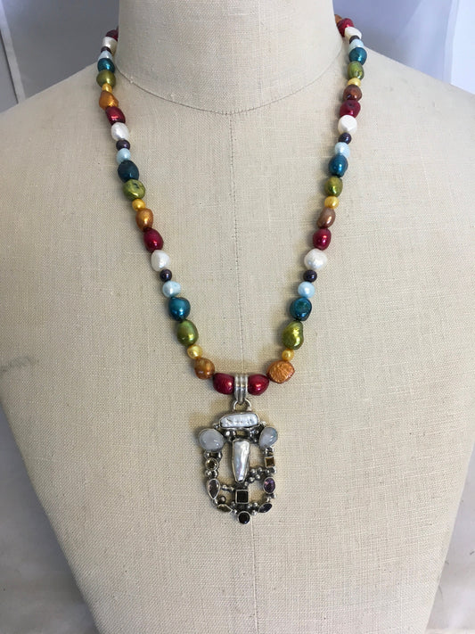 necklace "Healing Colors" Multi Stone Pendant, Pride, LGBTQ+, Rainbow dyed Pearls, Reiki charged, Rainbow jewelry, Gender Neutral, Gift Idea