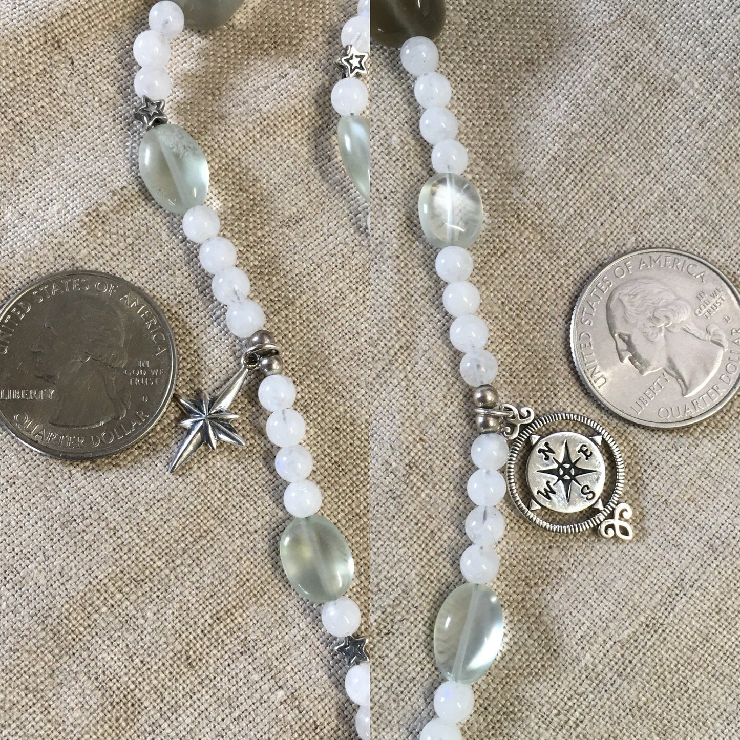 necklace "Guiding Light" Moon pendant, NorthStar, Compass Rose, Moonstone, Moon jewelry, Celestial, Gift idea, Reiki charged, Gender Neutral