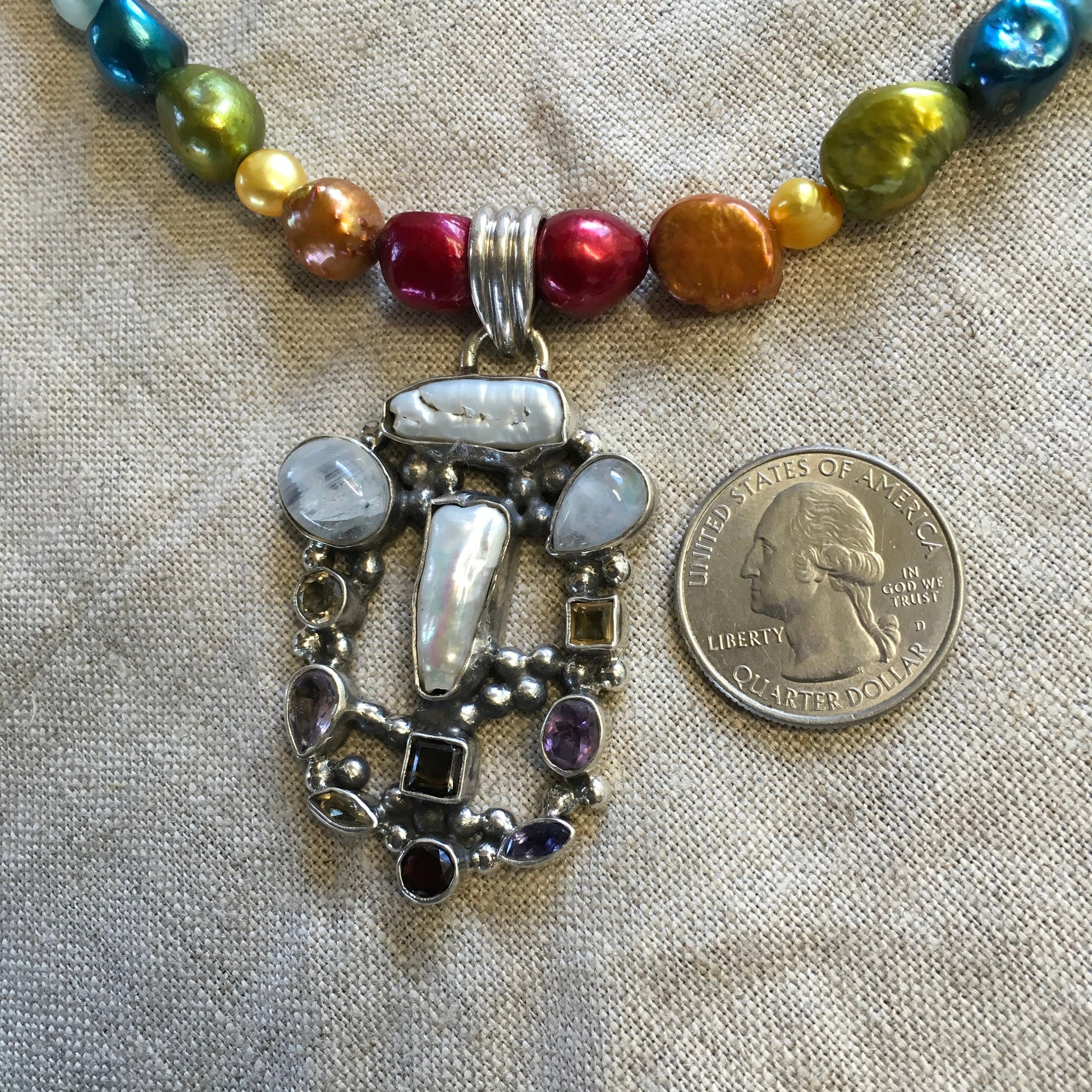 necklace "Healing Colors" Multi Stone Pendant, Pride, LGBTQ+, Rainbow dyed Pearls, Reiki charged, Rainbow jewelry, Gender Neutral, Gift Idea