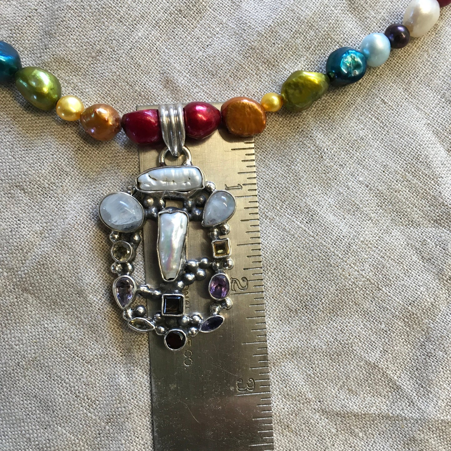 necklace "Healing Colors" Multi Stone Pendant, Pride, LGBTQ+, Rainbow dyed Pearls, Reiki charged, Rainbow jewelry, Gender Neutral, Gift Idea