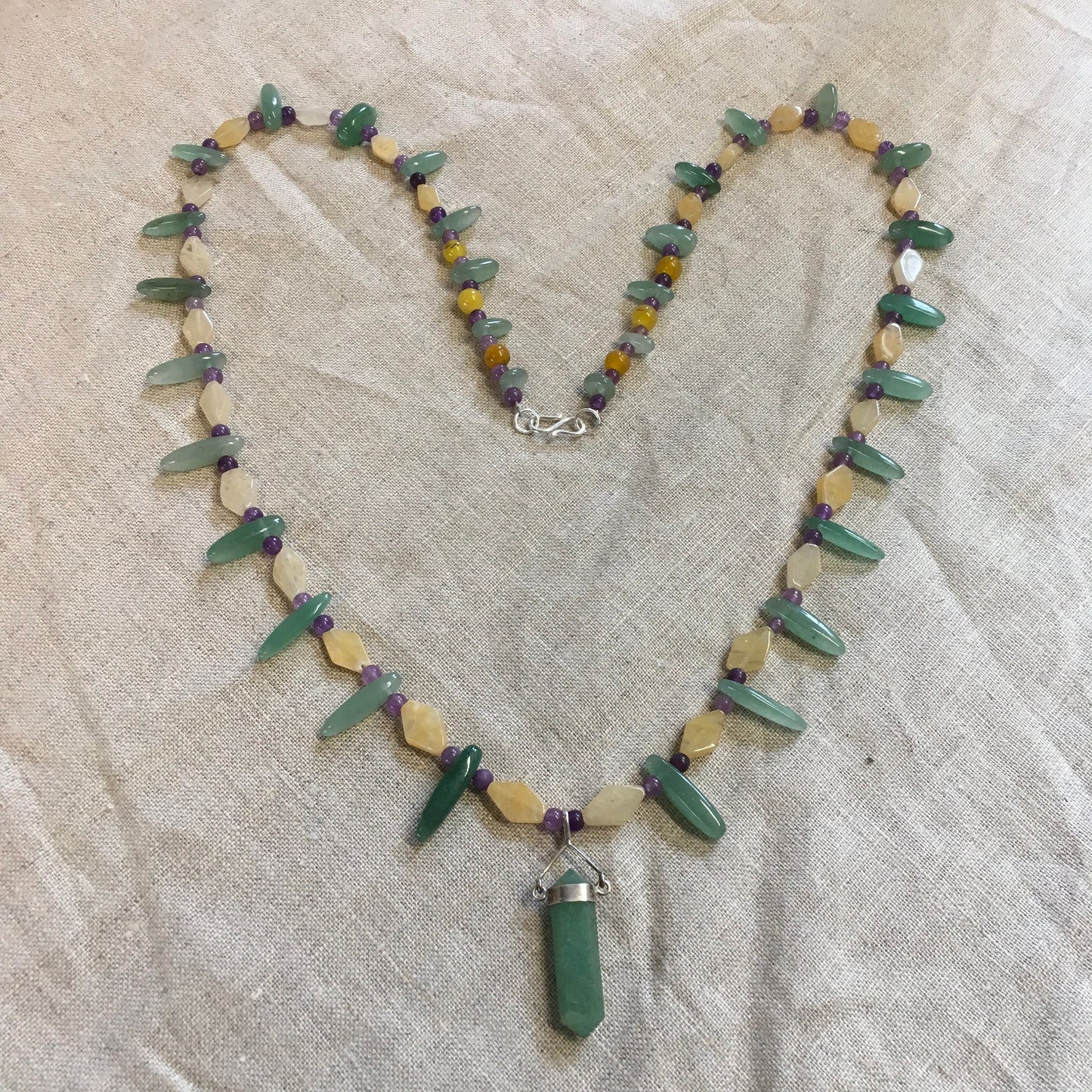 necklace "Lucky" Aventurine Pendant, Agate, Amethyst, Green Aventurine, Good luck, Statement piece, Reiki charged, Gender Neutral, Gift idea