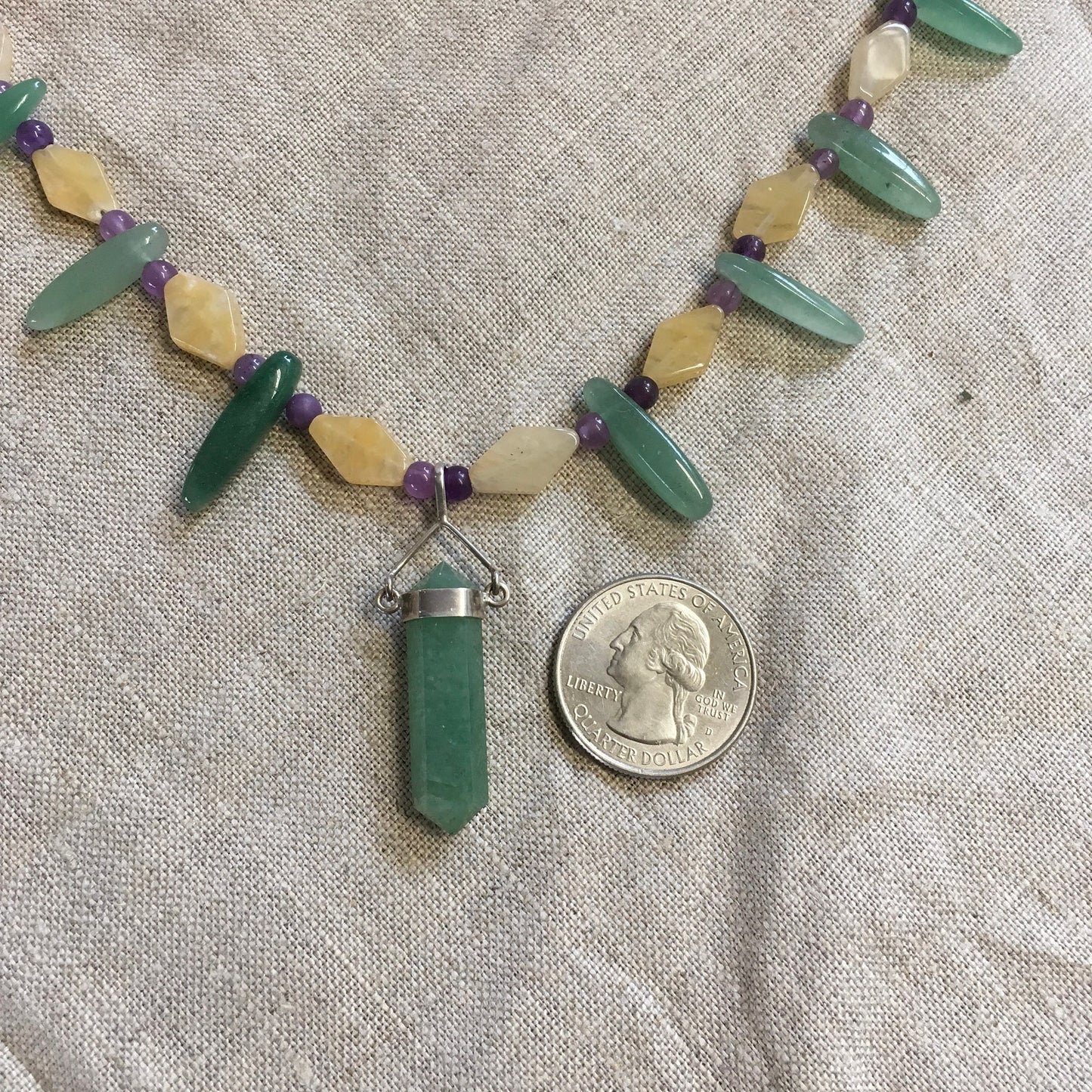 necklace "Lucky" Aventurine Pendant, Agate, Amethyst, Green Aventurine, Good luck, Statement piece, Reiki charged, Gender Neutral, Gift idea