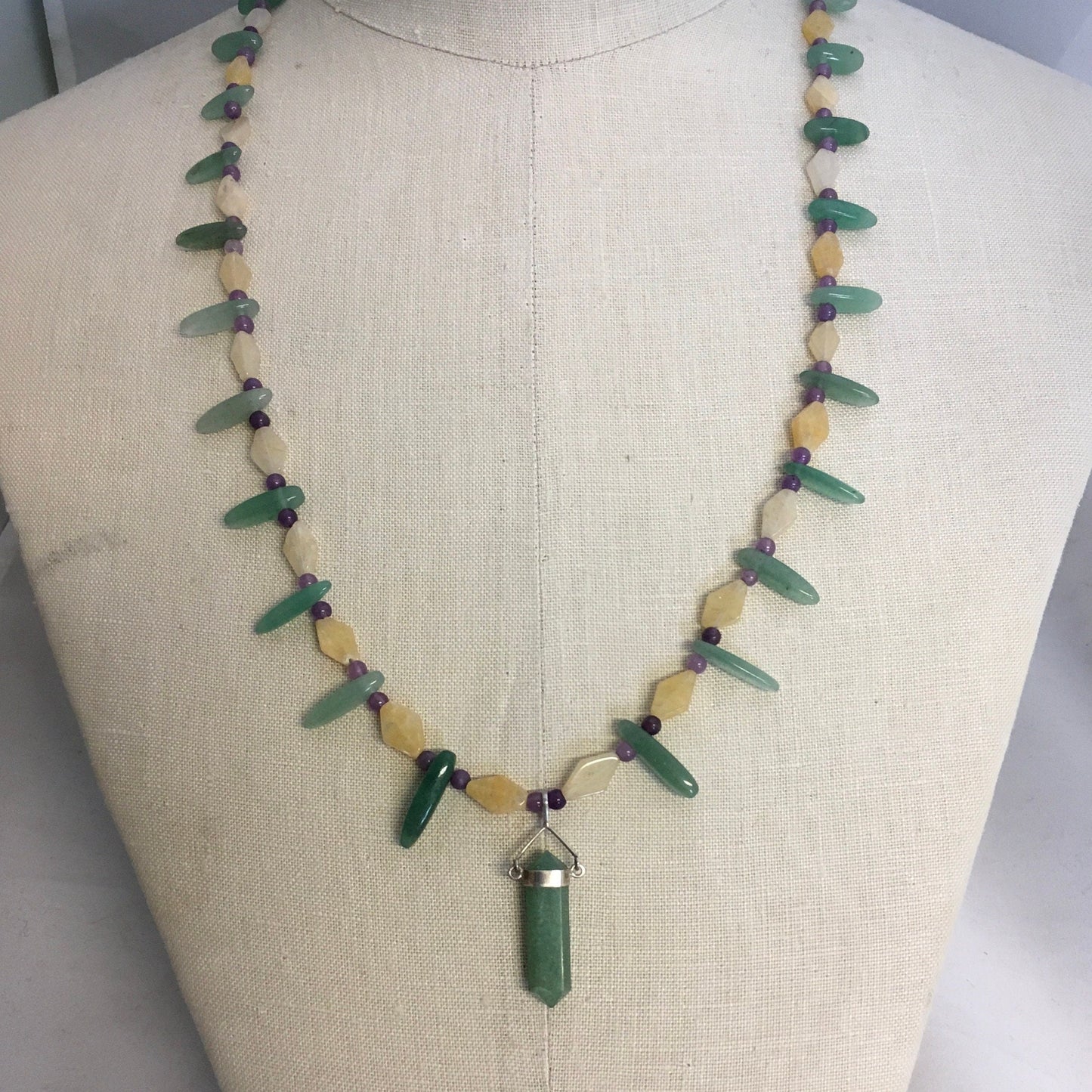 necklace "Lucky" Aventurine Pendant, Agate, Amethyst, Green Aventurine, Good luck, Statement piece, Reiki charged, Gender Neutral, Gift idea