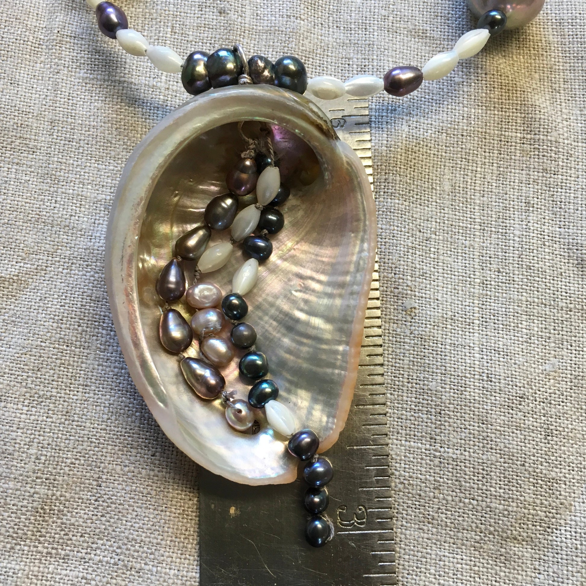 necklace "Waterfall" Abalone & Pearl pendant, Large Baroque Pearls, MOP beads, Mermaid jewelry, Ocean, pearl necklace, Reiki Yemaya Siren