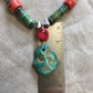 necklace "Sierra Sunset" New Mexican Turquoise, Vintage Coral, Handmade Pendant, Reiki charged, Graduated Turquoise, Gender Neutral jewelry