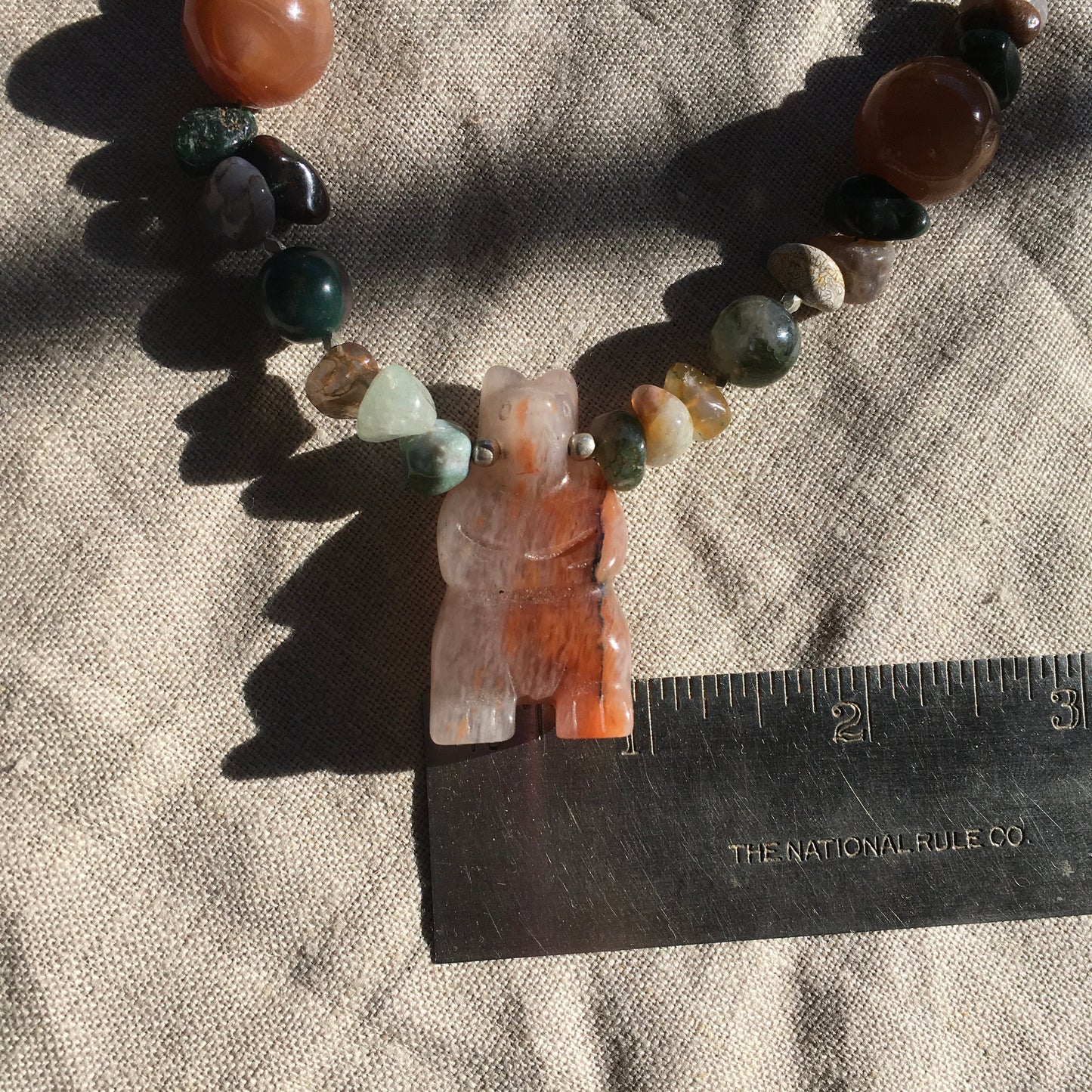 necklace "Hibernation" Carved agate Bear Fetish, Botswana agate, Hill Tribe Silver, Earth energy, Reiki charged, Gift Idea, Gender Neutral