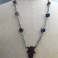 necklace "Royal Hand" Ceramic Hamsa, Hand of Fatima, Hand of God, millefiori beads, Bohemian necklace,  upcycled chain, Reiki charged