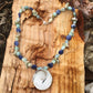 necklace "Mavericks" Shell & Sterling pendant, Amazonite, Sodalite, Shells, Mermaid necklace, Beach wear, Surfer jewelry, Reiki charged, Sea