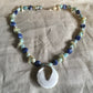 necklace "Mavericks" Shell & Sterling pendant, Amazonite, Sodalite, Shells, Mermaid necklace, Beach wear, Surfer jewelry, Reiki charged, Sea