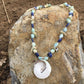necklace "Mavericks" Shell & Sterling pendant, Amazonite, Sodalite, Shells, Mermaid necklace, Beach wear, Surfer jewelry, Reiki charged, Sea