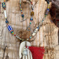 necklace "Her Magic Hand" Bone Hamsa with Shell & Tassel pendant, African Trade Beads, Krobo beads, Shells, Bohemian jewelry, Reiki charged