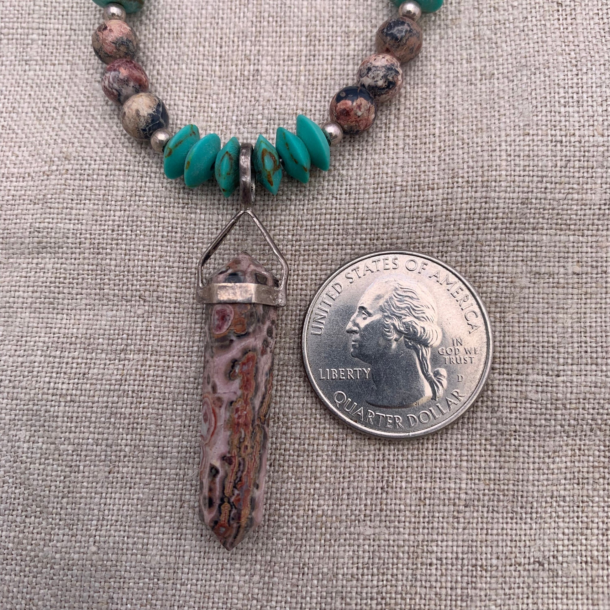 necklace "Leopard in the Sky" Leopardskin Jasper pendant & beads, Afghan Turquoise, Gender Neutral necklace, Reiki charged, Protection stone