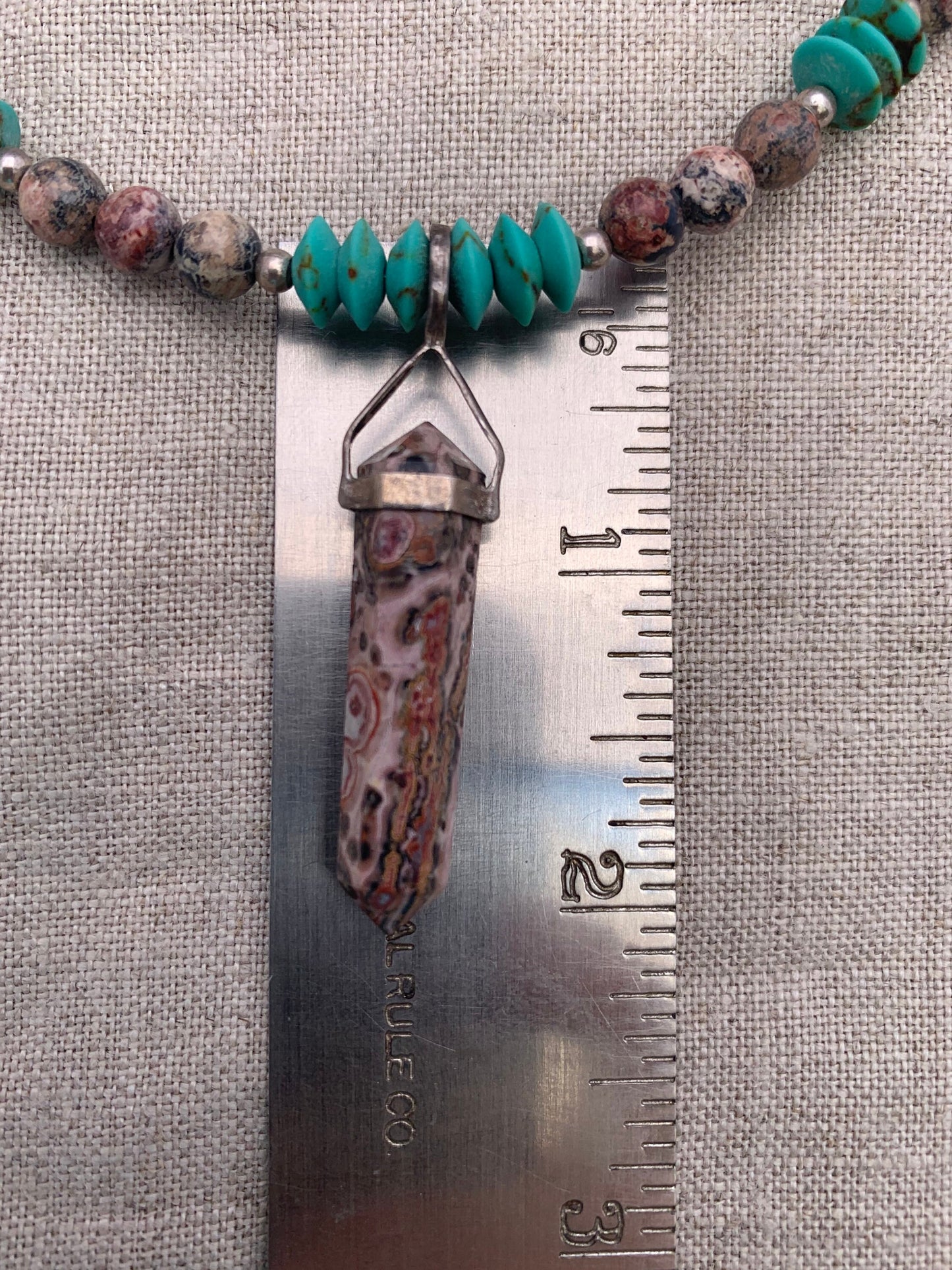 necklace "Leopard in the Sky" Leopardskin Jasper pendant & beads, Afghan Turquoise, Gender Neutral necklace, Reiki charged, Protection stone