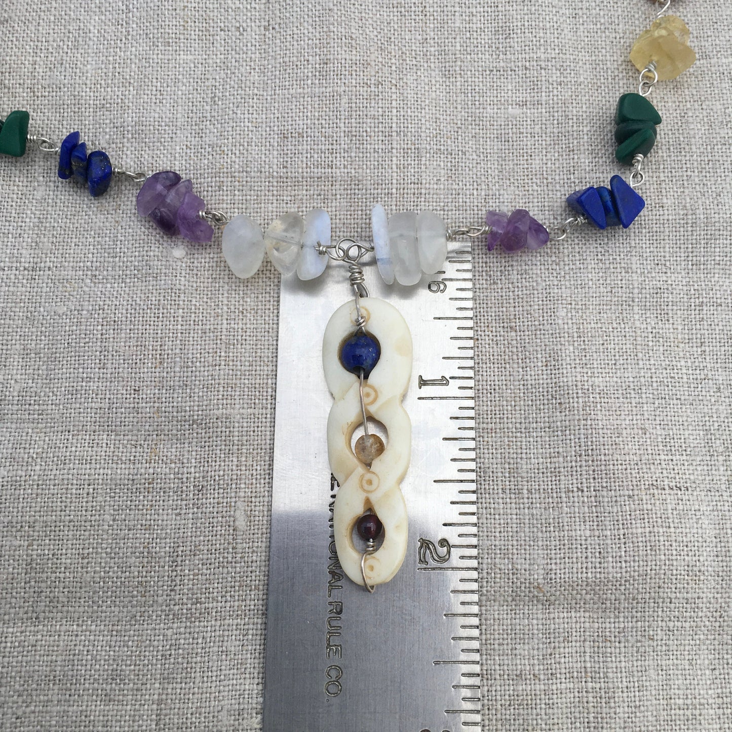 necklace "Helix" Carved Bone pendant, Rainbow stones, LGBTQ+ Jewelry, Pride jewelry, Chakra necklace, Reiki charged, Handmade chain, Rainbow