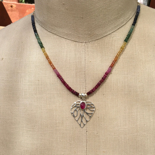 necklace "Imperial Rainbow" Ruby pendant, Sapphires, Emeralds, Rubies, Multi Gemstones, Rainbow necklace, Pride, LGBTQ+, Reiki charged