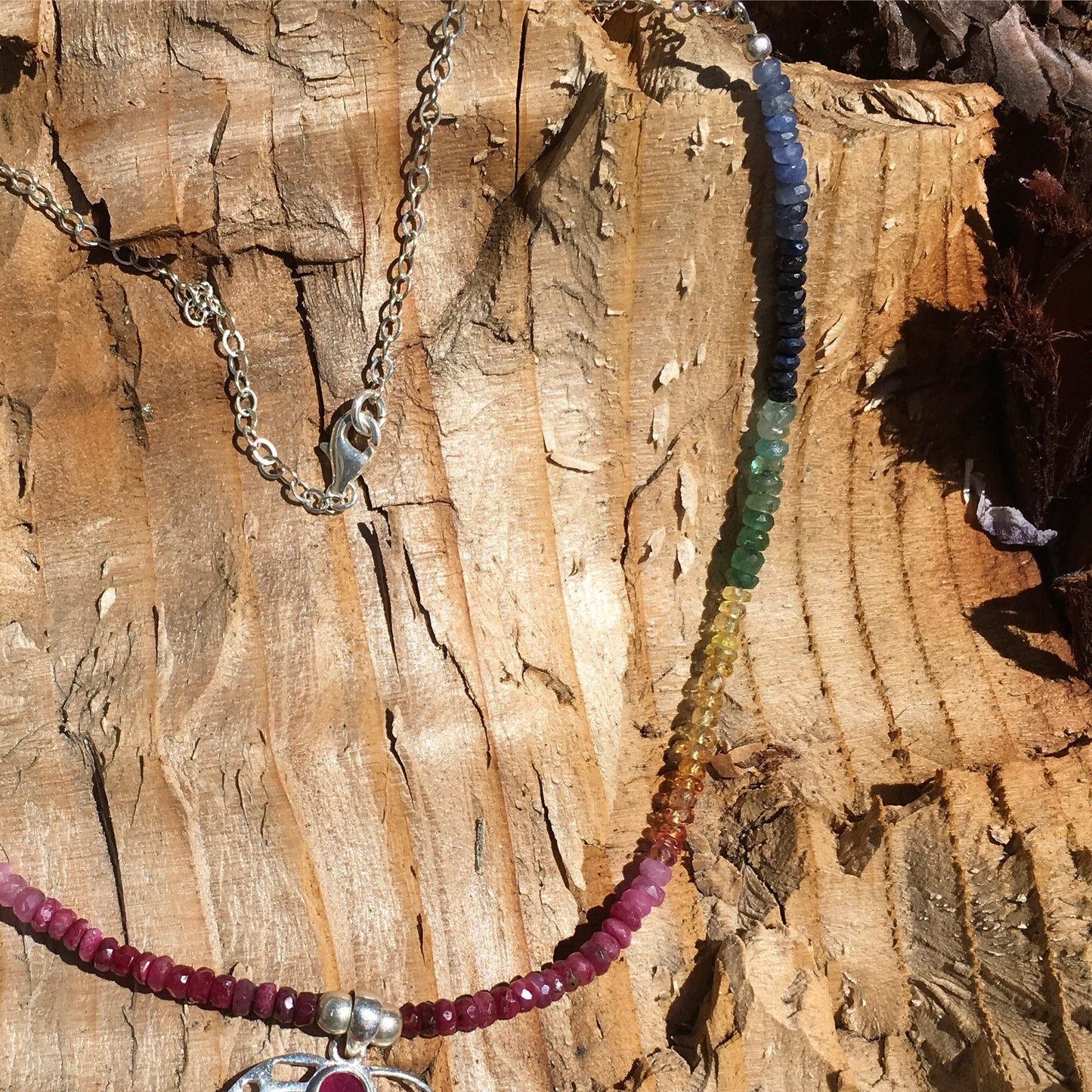 necklace "Imperial Rainbow" Ruby pendant, Sapphires, Emeralds, Rubies, Multi Gemstones, Rainbow necklace, Pride, LGBTQ+, Reiki charged