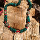 necklace “Sun Mask” Carved Bone Sun pendant, Turquoise, Red fire coral, Pewter beads, Hamsa toggle, reiki charged, Gender Neutral jewelry