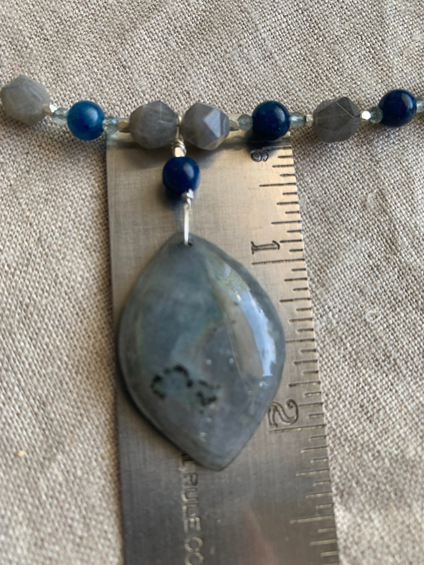 necklace "Spring Rains" Labradorite & Apatite pendant, Labradorite, Apatite, Hill Tribe Silver, Reiki charged, Gift Idea, Gender Neutral