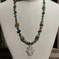 necklace "Heavenly Garland" Sterling Filigree Hamsa, Millefiori beads, Hill Tribe Silver beads, Good Luck Charm, Hand of God, Reiki charged