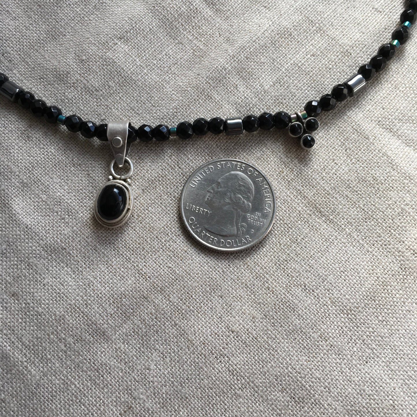 necklace "Black Hole" 3 Onyx Pendants, Onyx beads, Hematite, Rainbow Hematite, Celestial series, Gender Neutral, Gift idea, Reiki charged