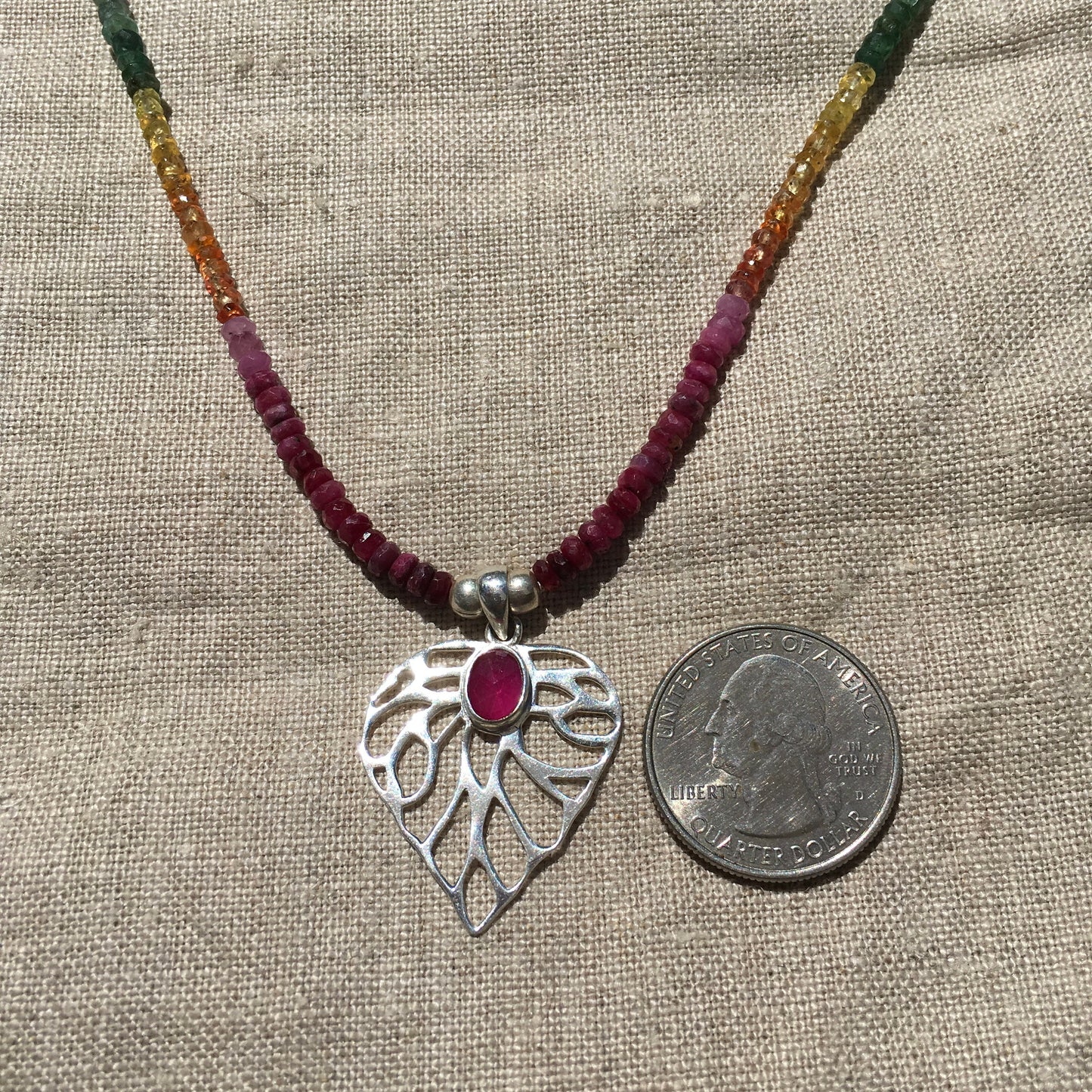 necklace "Imperial Rainbow" Ruby pendant, Sapphires, Emeralds, Rubies, Multi Gemstones, Rainbow necklace, Pride, LGBTQ+, Reiki charged