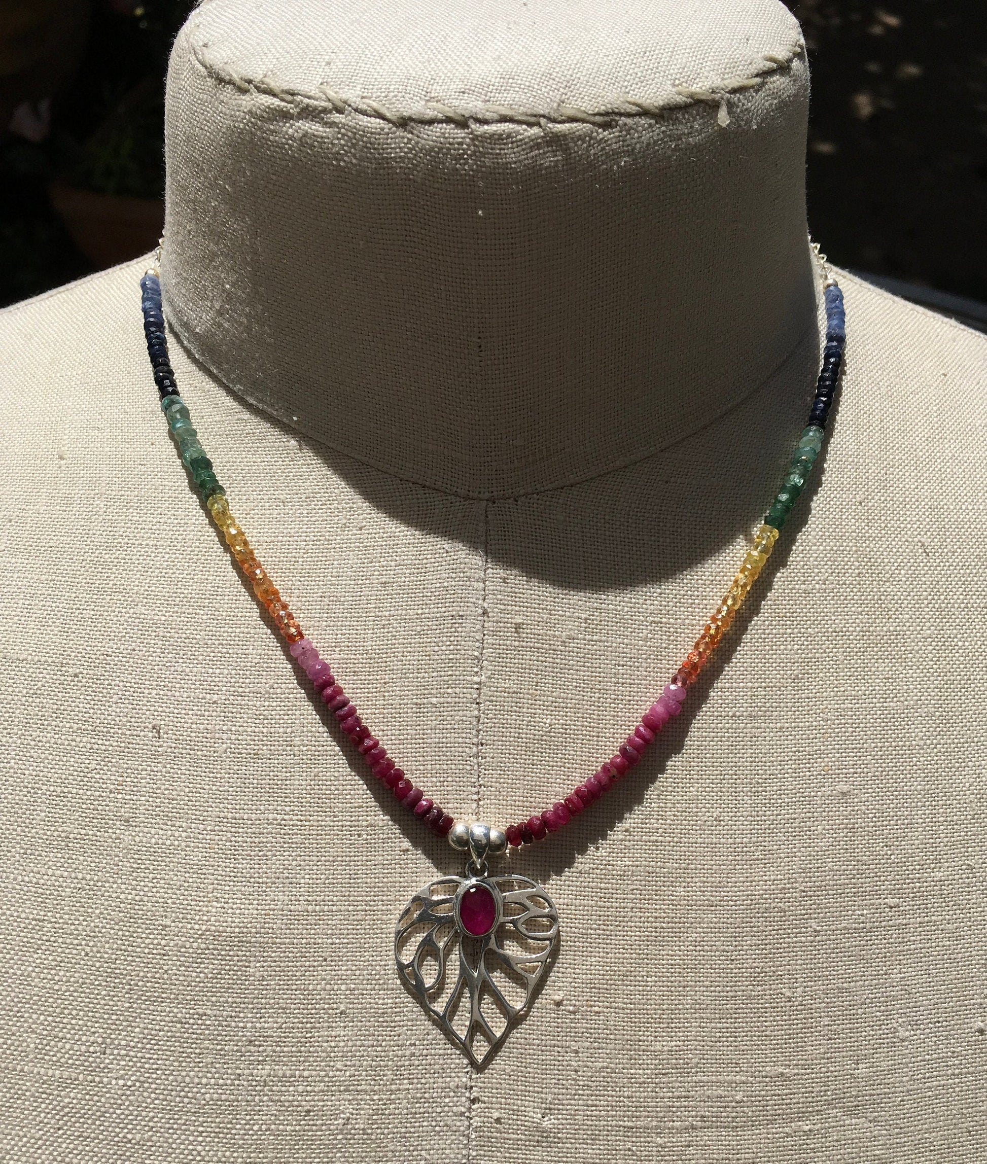 necklace "Imperial Rainbow" Ruby pendant, Sapphires, Emeralds, Rubies, Multi Gemstones, Rainbow necklace, Pride, LGBTQ+, Reiki charged