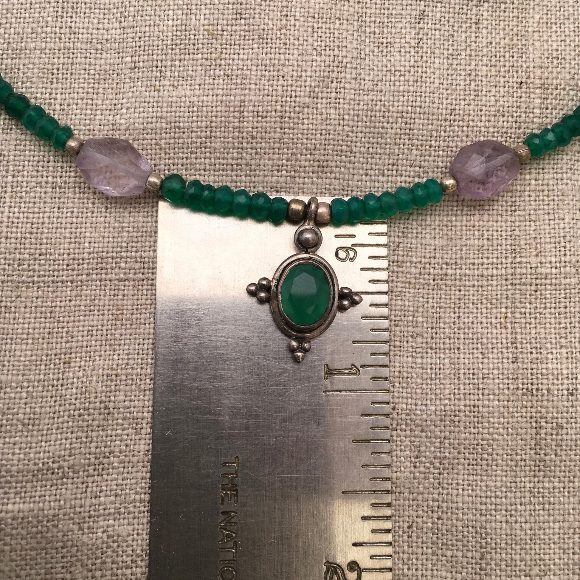 necklace "Royal Bounty" Green Onyx & Amethyst pendants, Amethyst, Gift for Her, Green Onyx, Reiki charged, Wedding jewelry, Bridesmaid